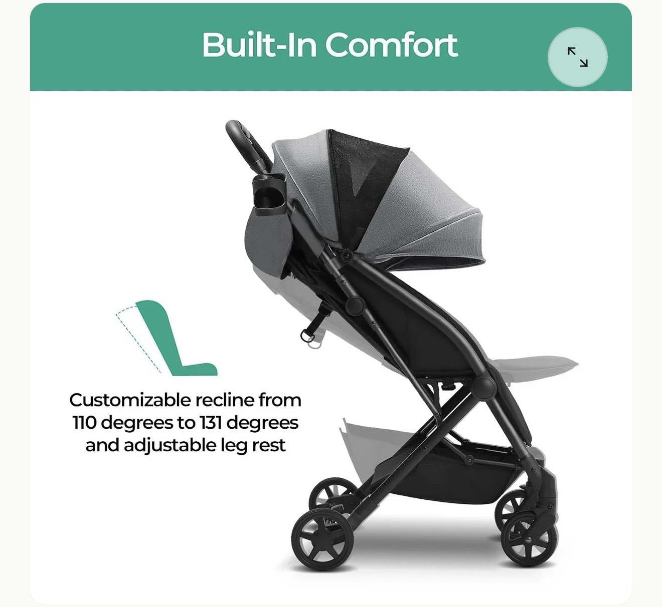 Mompush Lithe V Lightweight + Foldable Travel Stroller