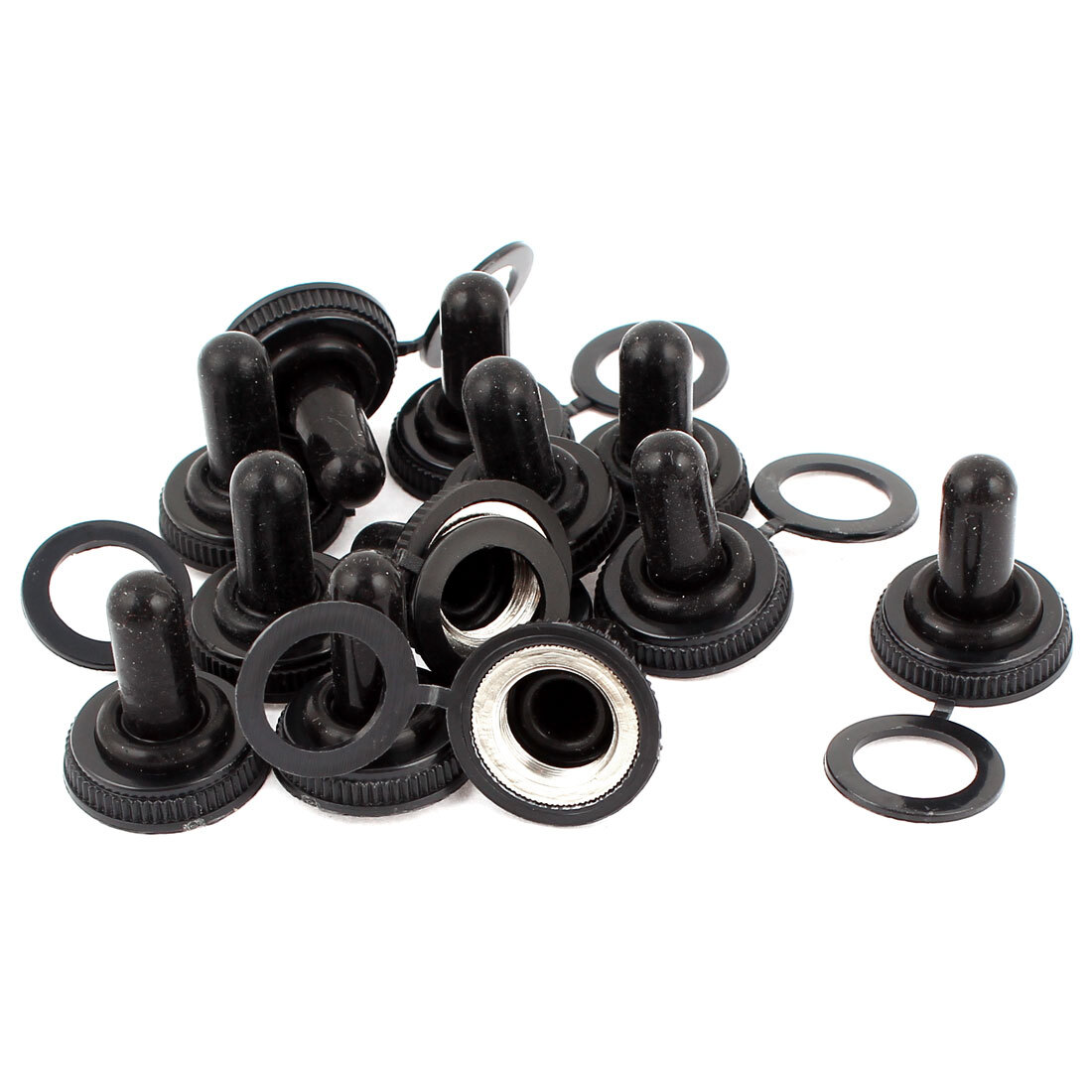 12pc 18mm Knob Black Toggle Switch Waterproof Boot Rubber Cover Cap Protector