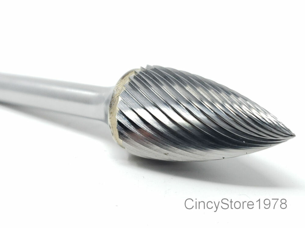 SG6S Tree Shape Tungsten Carbide Burr Bur Cutting Tool Die Grinder Bit 1/4"