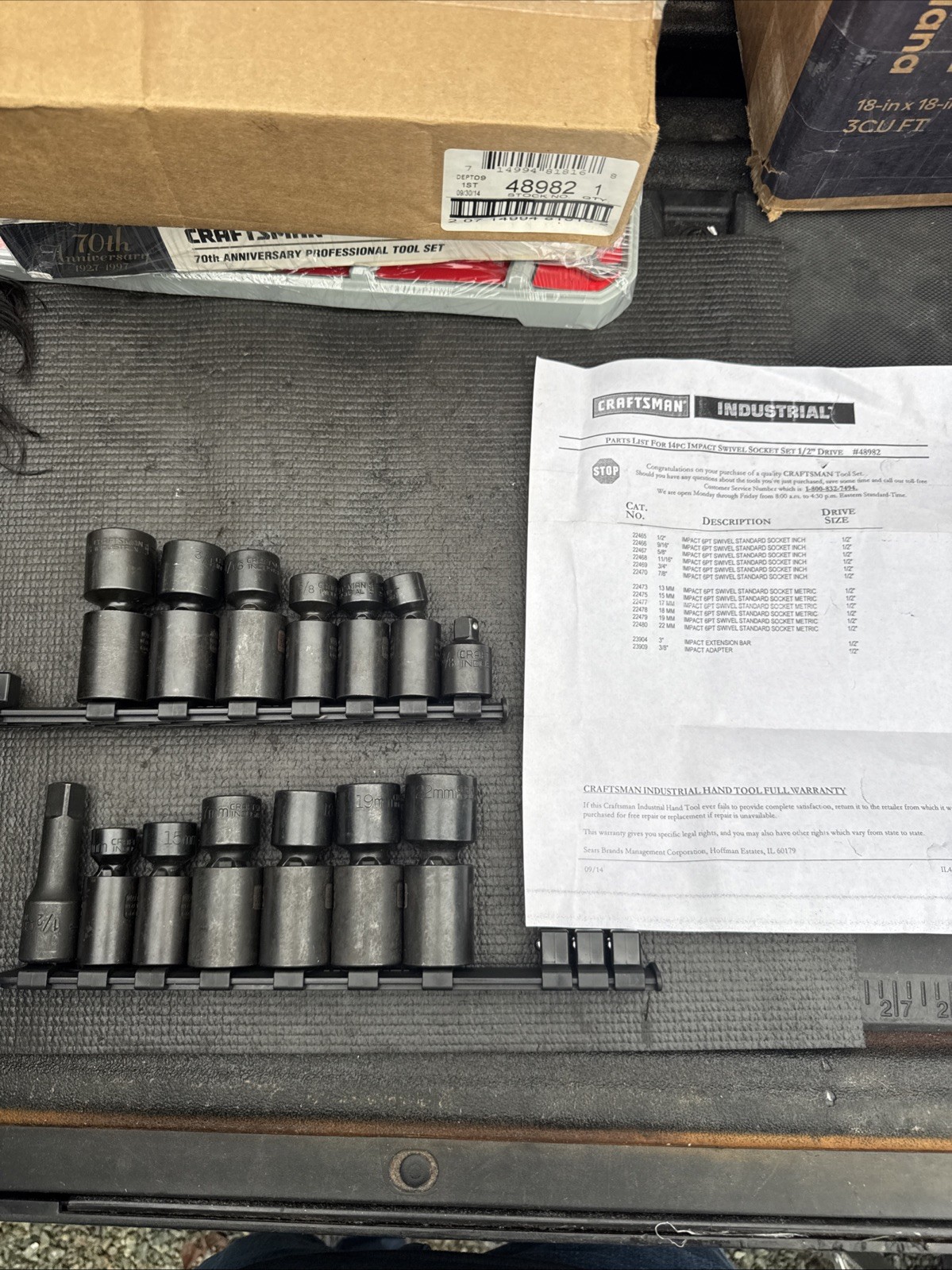 Rare Sears Craftsman Industrial USA 14pc Impact Swivel Socket Set 1/2” 48982