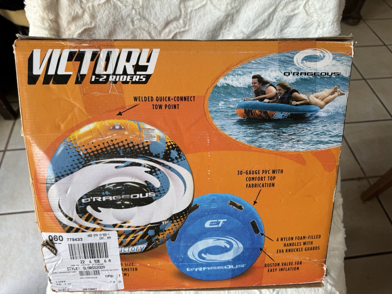 O’RAGEOUS VICTORY 2 Person inflatable boat Towable Tube New Open Box