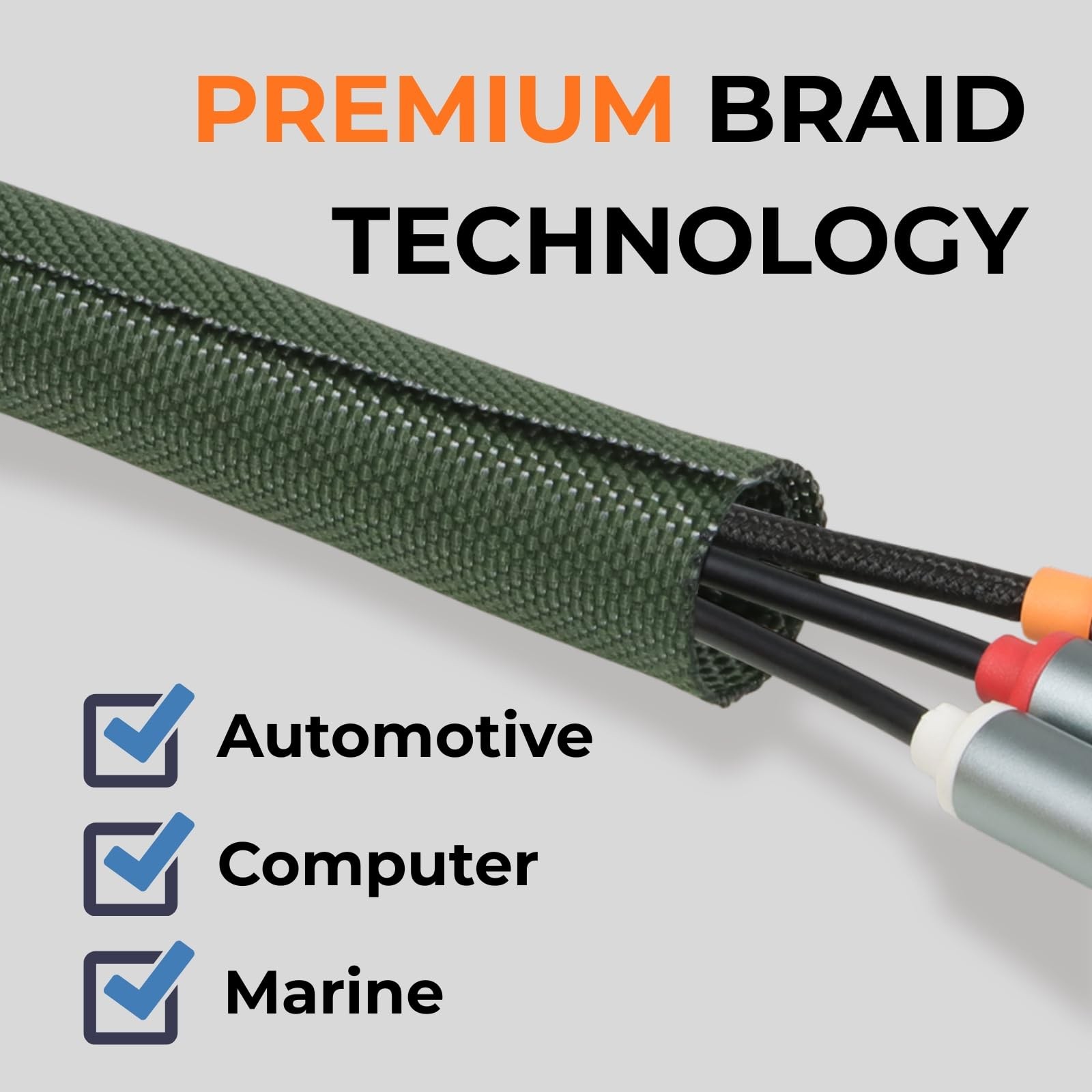 1/2 inch Split Braided Cable Management Sleeve for USB Cable Power Cord Audio...