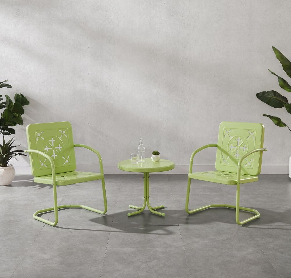 Key Lime Retro 3-Piece Outdoor Chair & Side Table Set