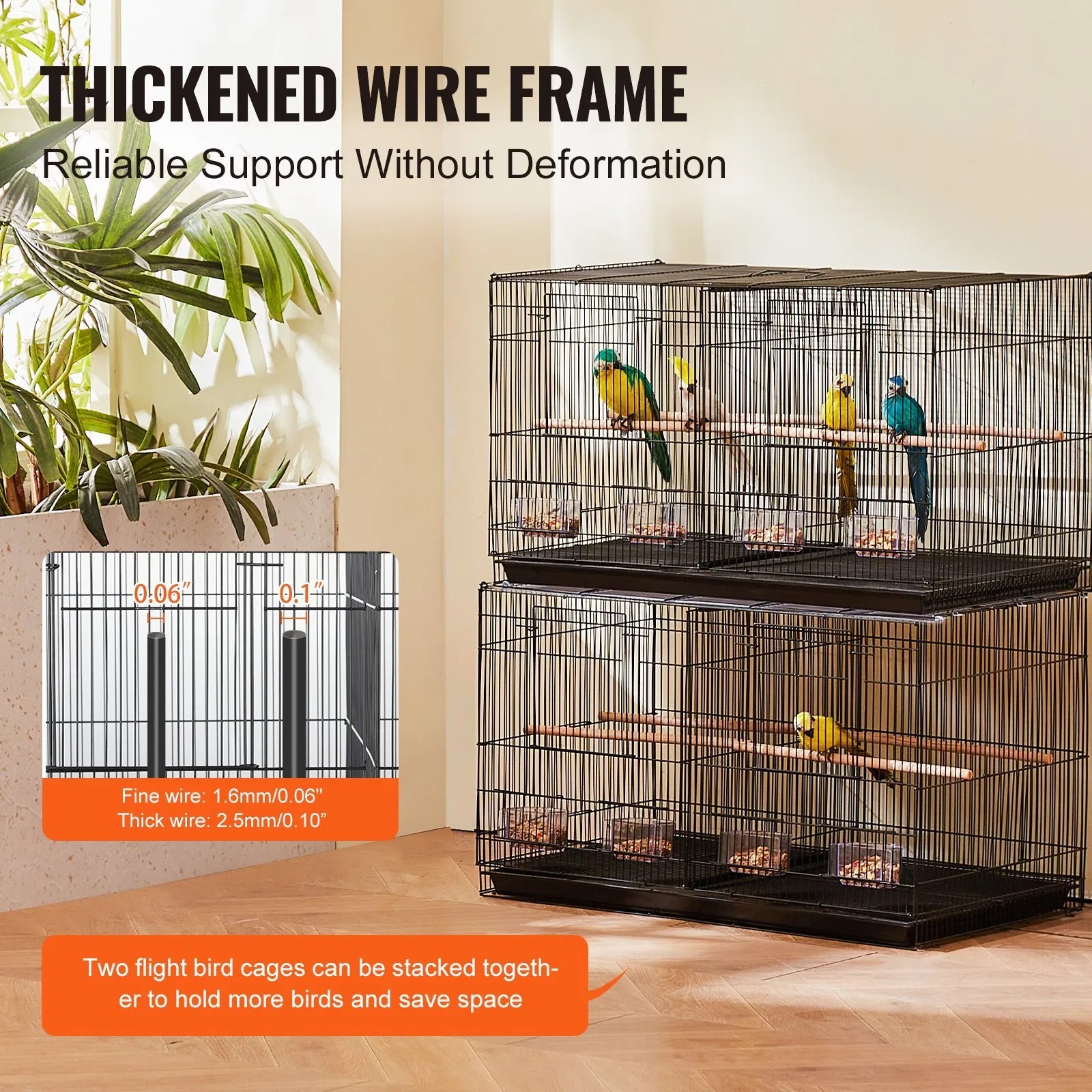 30-inch Flight Bird Cage, Stackable Divided Small Parakeet Cage for Parrots