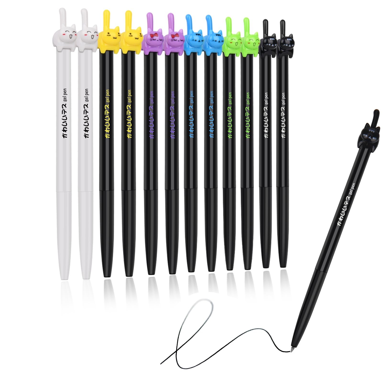 RECHENG Retractable cat Gel Ink Pens Fine Point 0.5mm for Journaling Smooth Writ