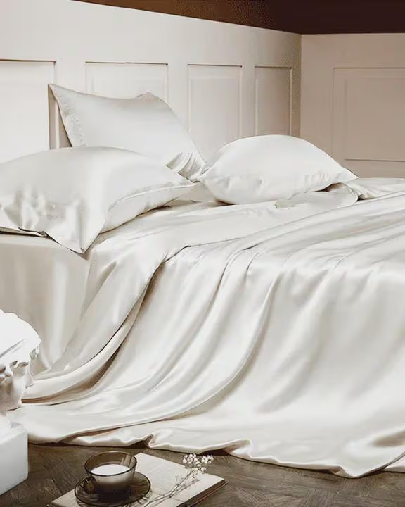 MULBERRY SILK 100% flat bed sheet set | Luxurious (104"x98")king sized Bedsheets