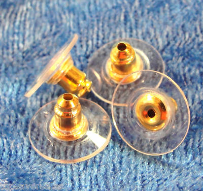 50Pcs. EARRING BACKS Gold-Plated Acorn Ear Nut w/ Shield  Tibetan Findings EB04