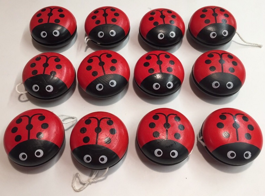 12 Ladybug Yoyo Wooden Lady Bug Toy New Wholesale Party Favor