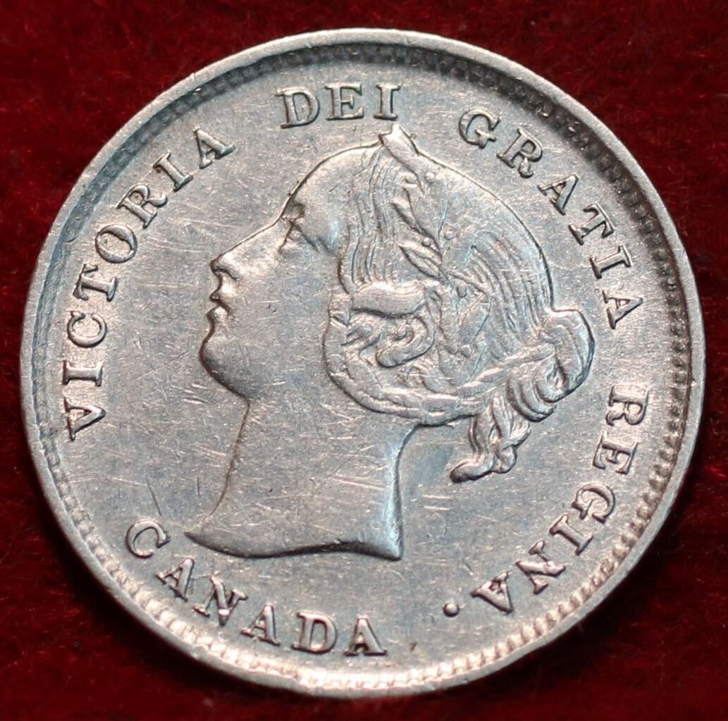 🇨🇦 Uncirculated 1896 Queen Victoria 5 Cents Silver Coin Canada