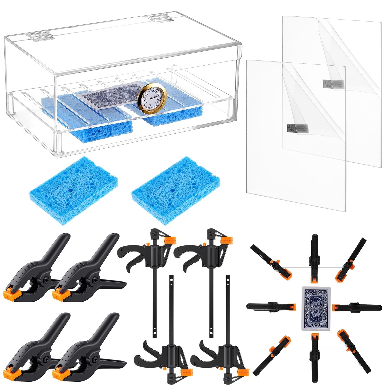 Chunful 11 Pcs Card Flattening Kit Included 1 Humidor Humidity Box, 2 Acrylic...
