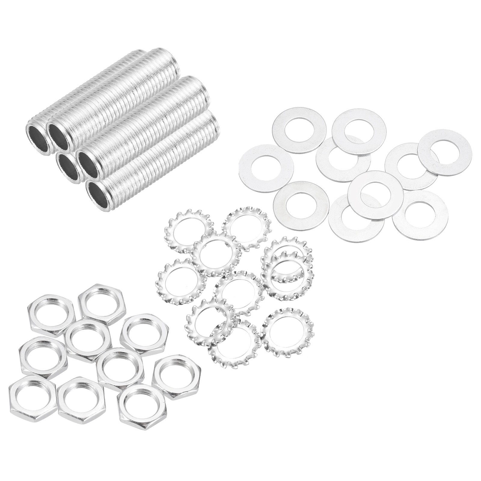 35Pcs 1.8" 1/4IP Lamp Pipe Kit with Lock Nuts Washers for Assembly, Silver
