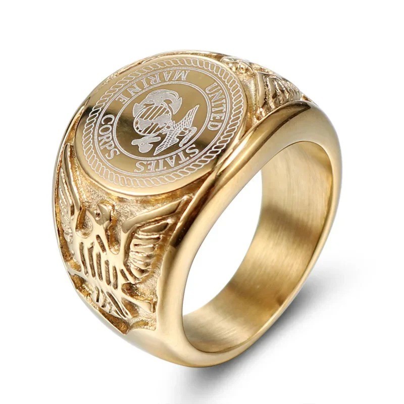 Usa Military Ring United States Marine Corps Us Army Men Signet Stainless Steel