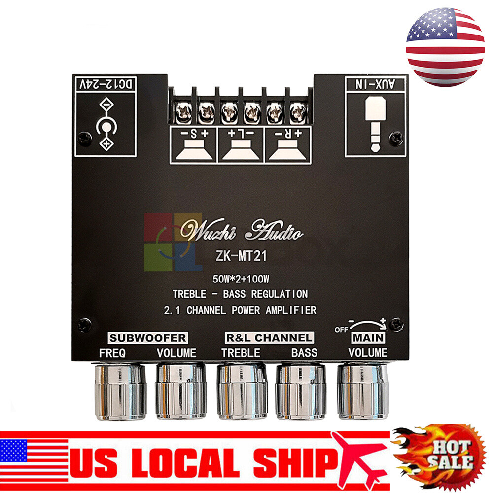 MT21 Bluetooth 5.0 2.1 Channel Digital Power Amplifier Module 50W*2+100W US