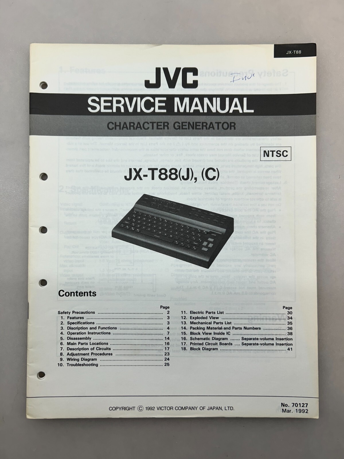 JVC JX-T88 Original Service Manual Free Shipping