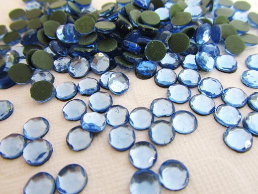 144 Hot Fix Iron On Rhinestones Round Jewel Craft/FREE SHIP SS20 5mm-Light Blue