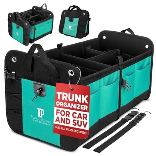 Teal Car Accessories Trunk Organizer Premium Multi Movable Large Cyan Green