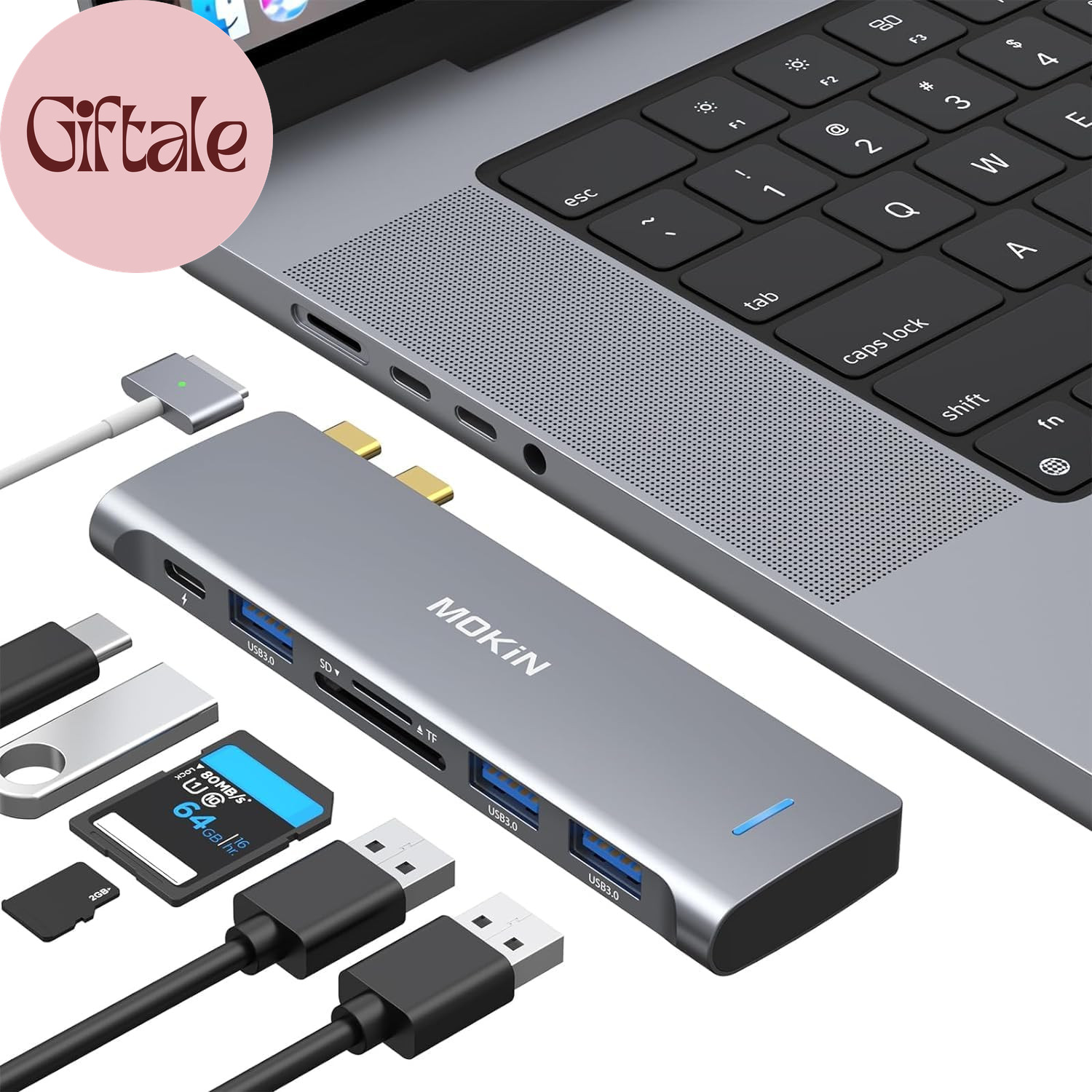 USB C Adapter for Macbook Pro/Air M1 M2 2021 2020 2019 2018, Hub Macbook Pro Acc