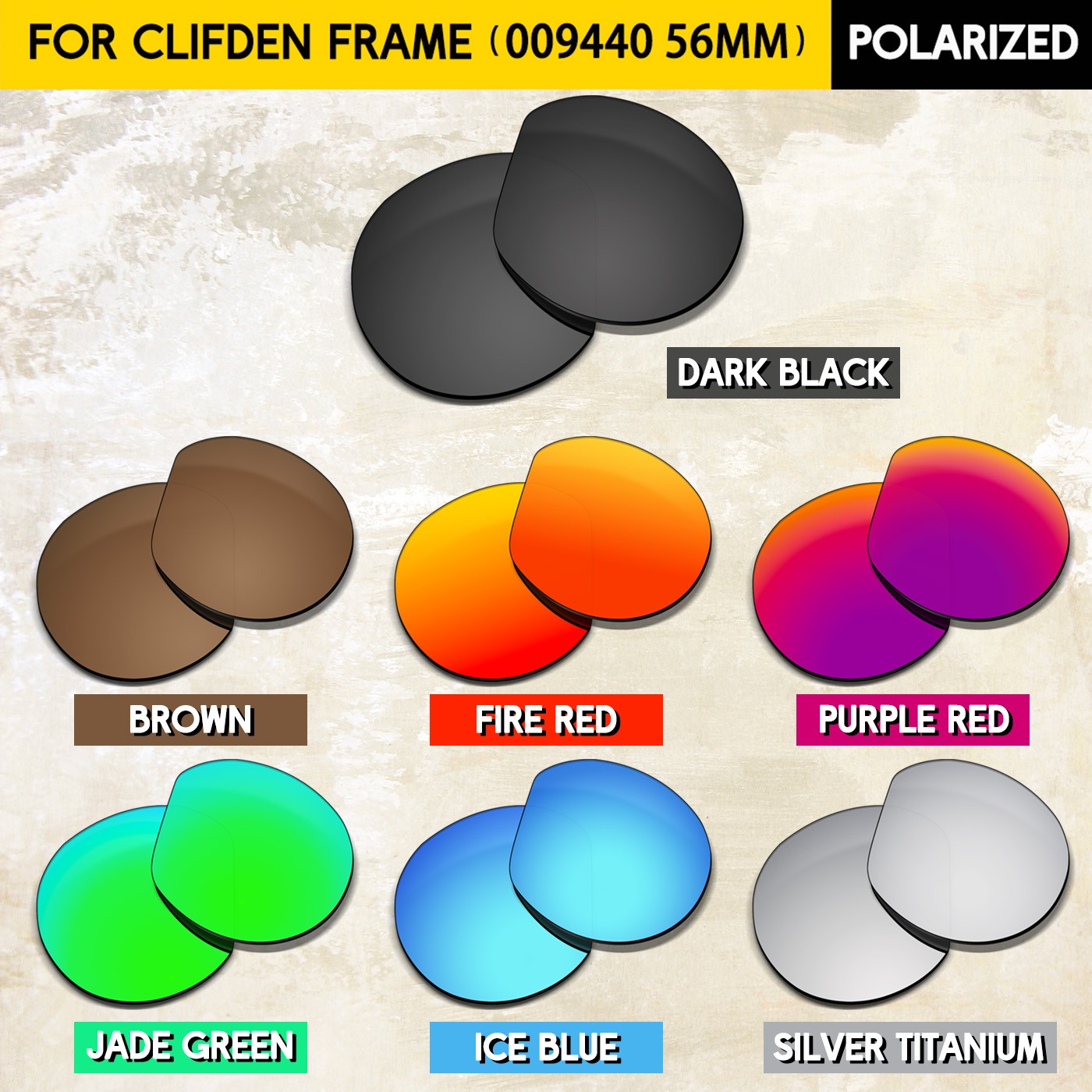 1.5MM POLARIZED Replacement lenses for Oakley Clifden OO9440 56mm, Anti-Scratch