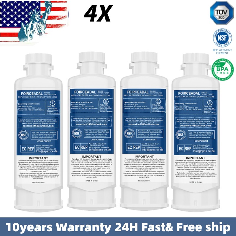 4-PACK For Samsung Refrigerator Water Filter HAF-QIN DA97-17376B DA97-08006C