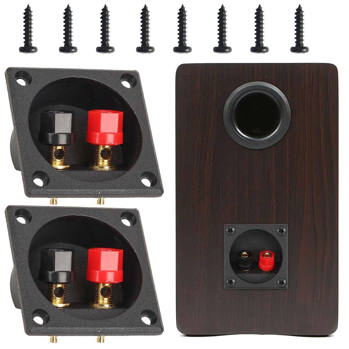 4Pcs Square Subwoofer Speaker Box Terminal Cup Spring Connector Sub Plug Box