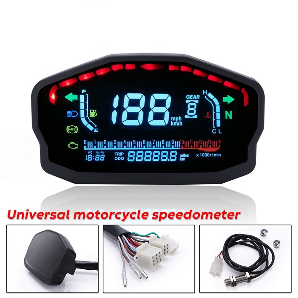 LED LCD Speedometer Digital Odometer Backlight Odometer Motorcycle Parts Durable