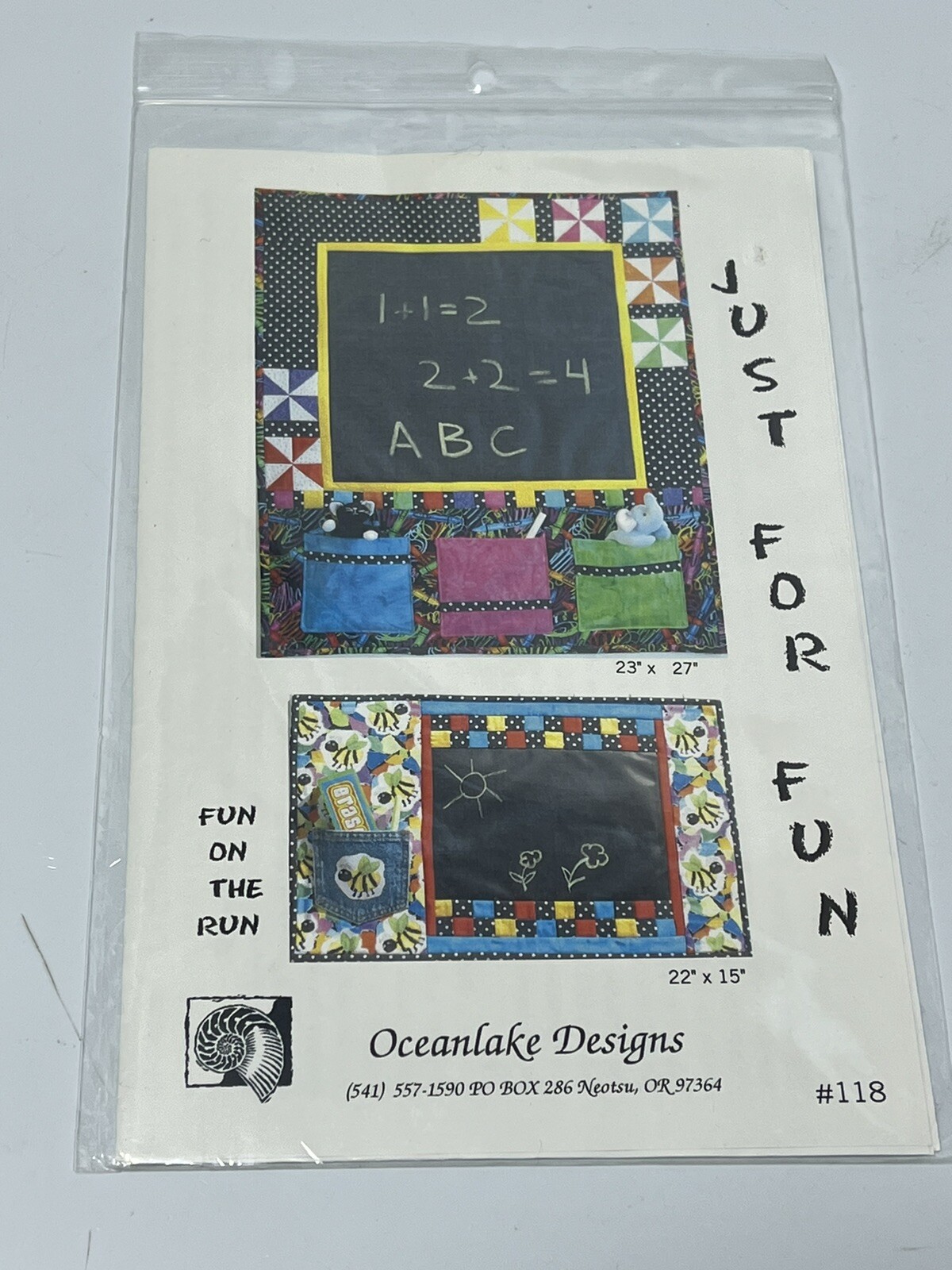 Just For Fun Activity Chalkboard Quilt Quilting Sewing Pattern Oceanlake 118
