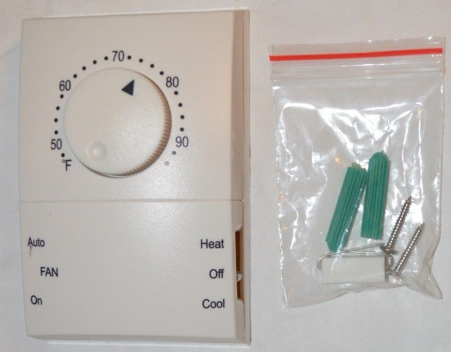 Analog Thermostat - 1 Stage Heating & Cooling - R Y O G - Works with Heat Pump