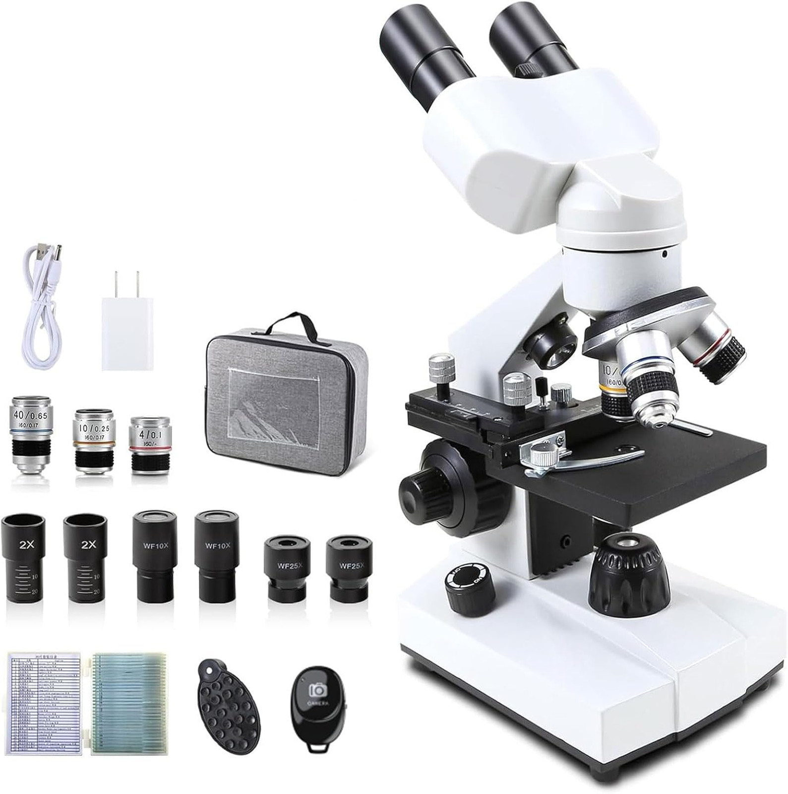 Compound Binocular Microscope 40X 2000X with Slides Camera Shutter for Students