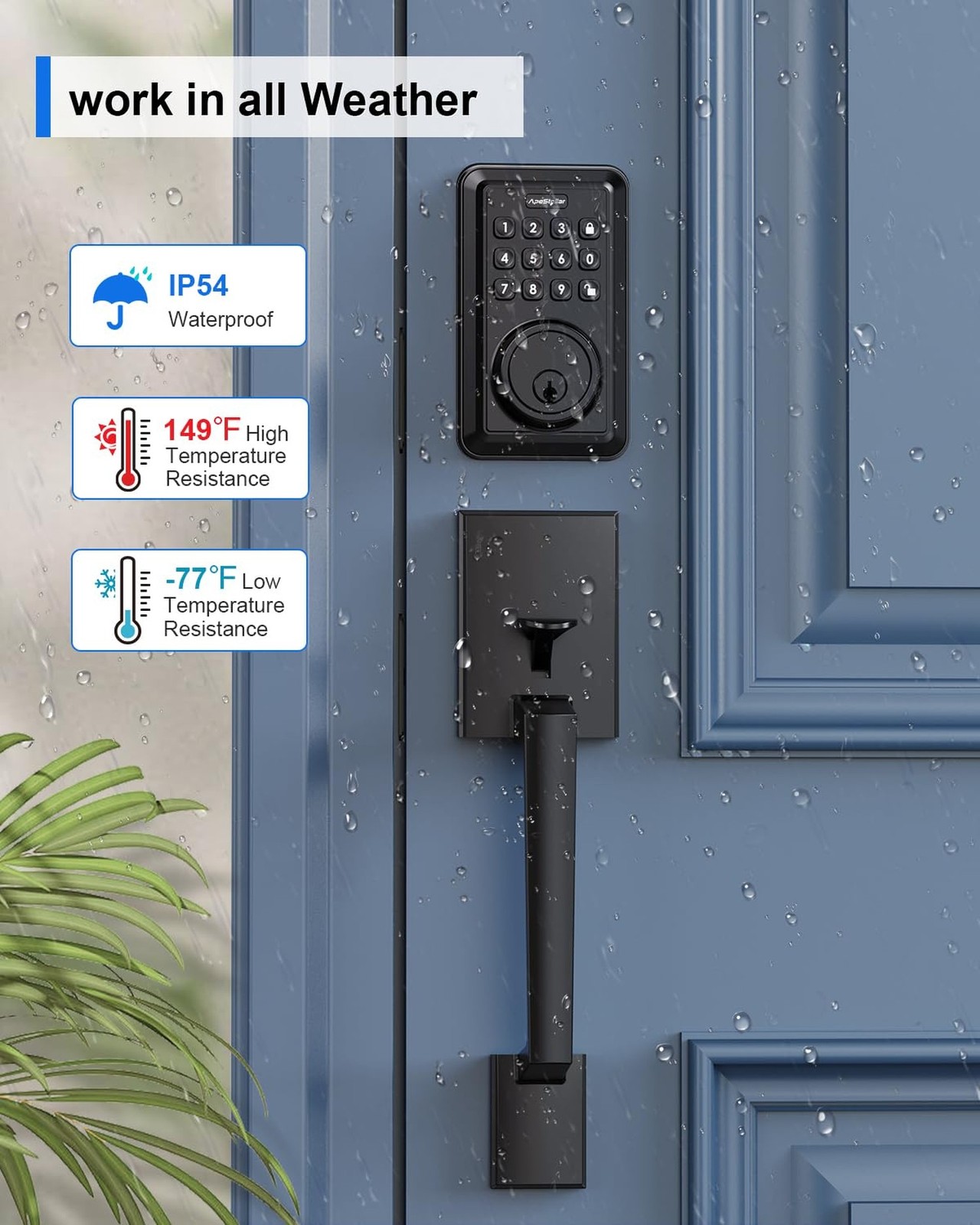 Keyless Entry Door Lock Deadbolt with Handle Set - Front Door Lock Set- Elect...