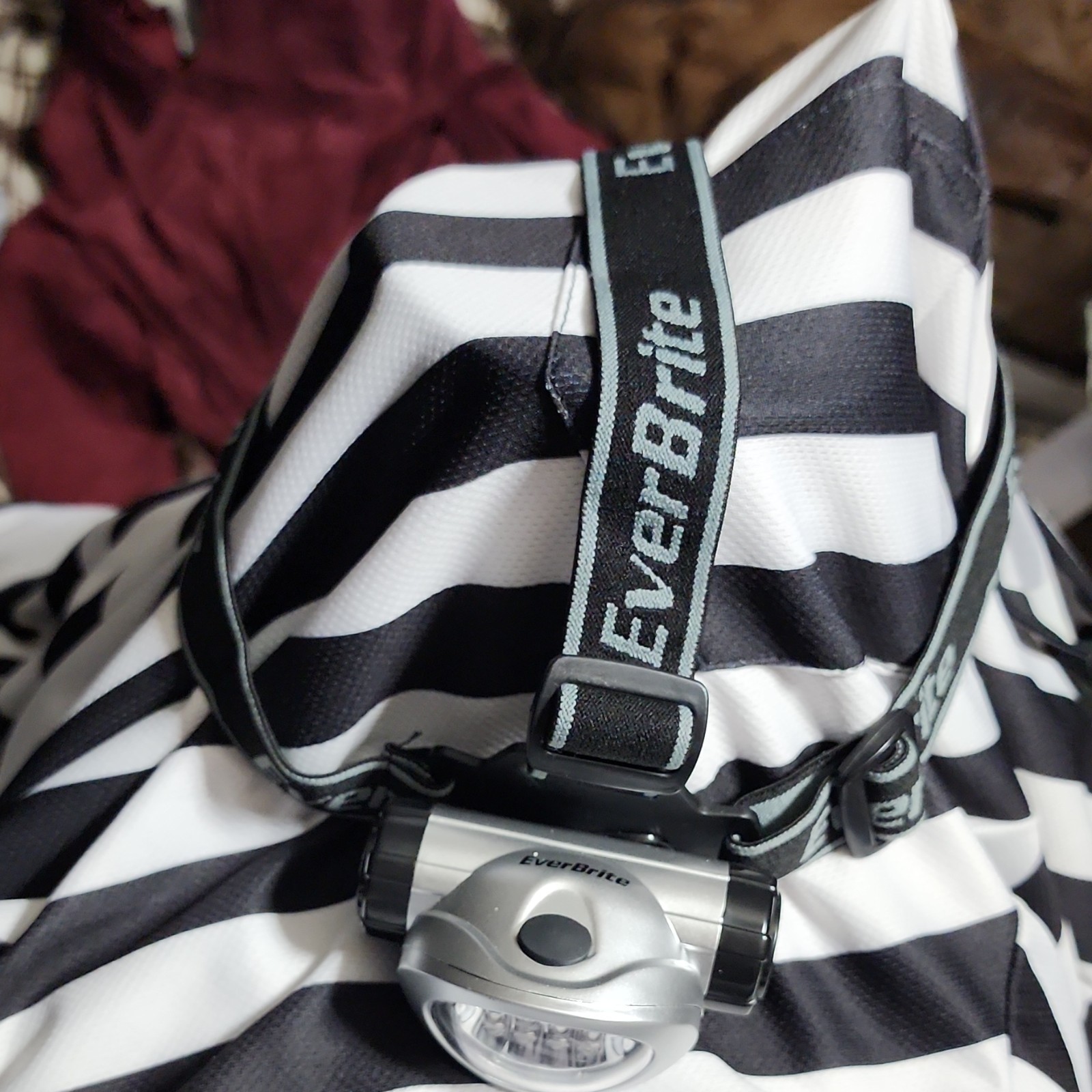 EverBrite LED Headlamp Silver Black Plastic Battery Powered Uses 3 AAA Batteries