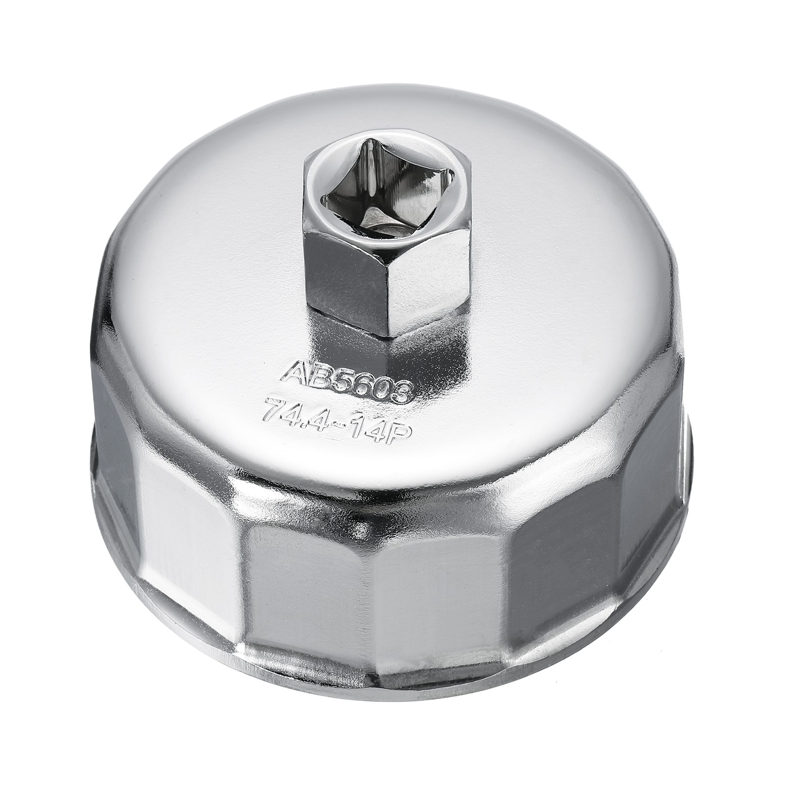 14 Flute 74.4mm ID CR-V Steel Oil Filter Cap Wrench Silver (AB5603)