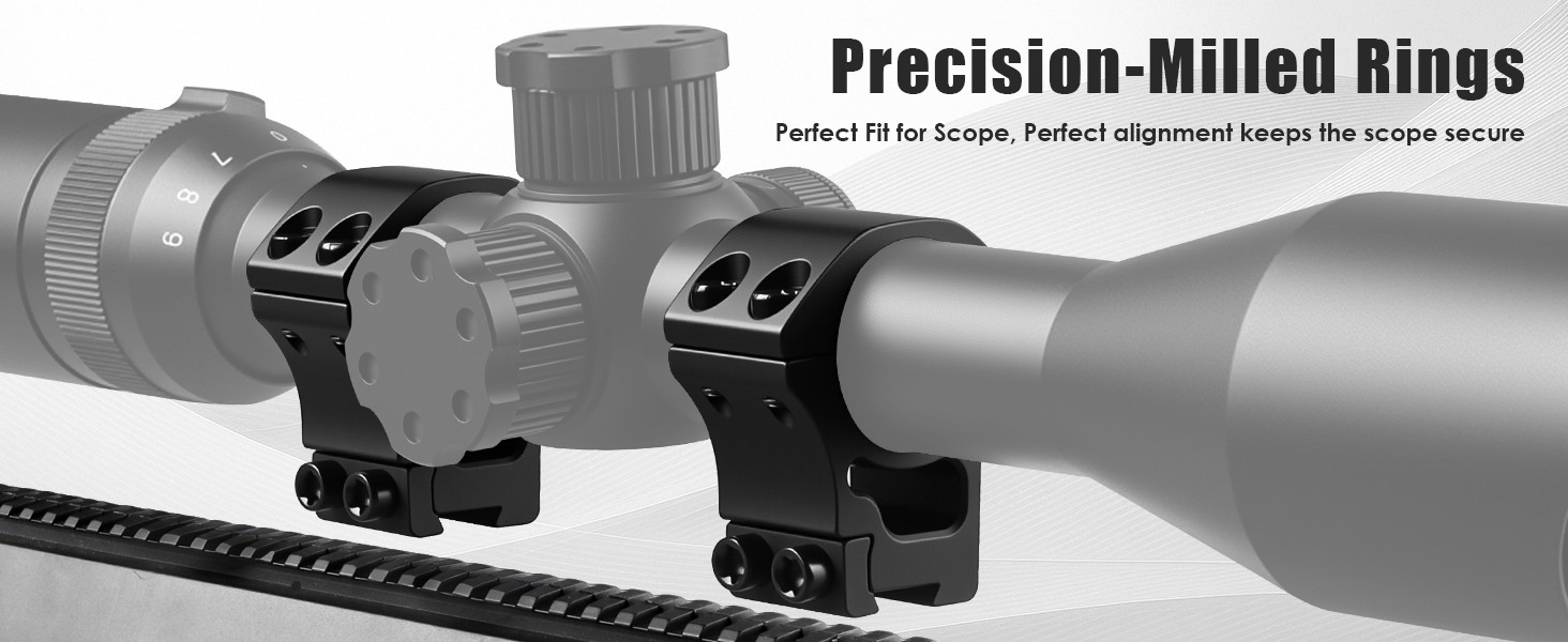 2Pcs Scope Rings 30mm Diameter for 20mm Rails Includes Four additilonal screws