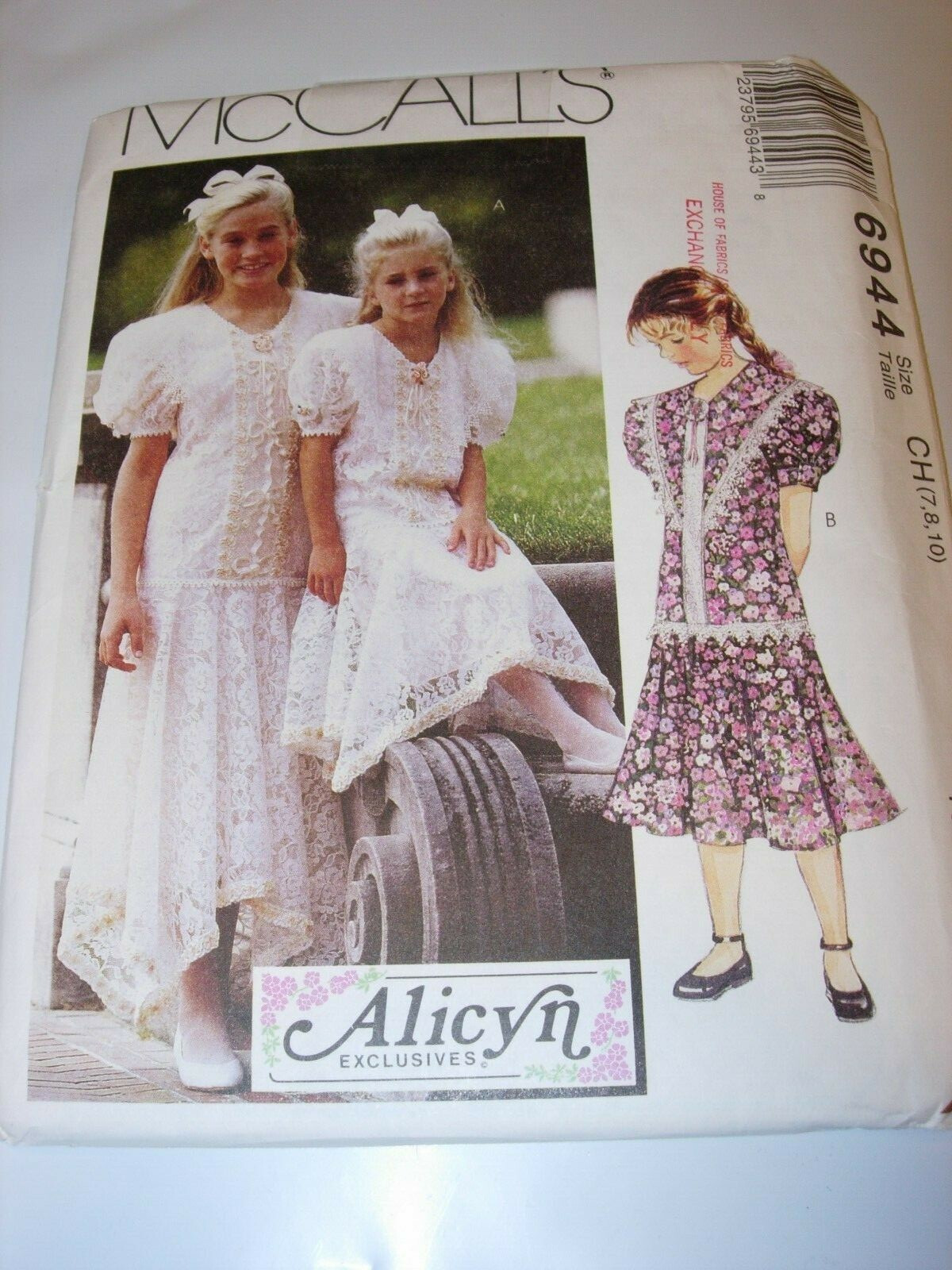 UNCUT MCCALLS 6944 SEWING PATTERN DRESS EASTER PARTY FLOWER GIRL SIZE 7-10