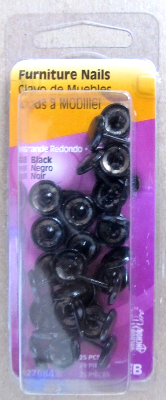 2 packs Hillman Upholstery Tack/Furniture Nails Black #122684 NEW 50 pcs. total