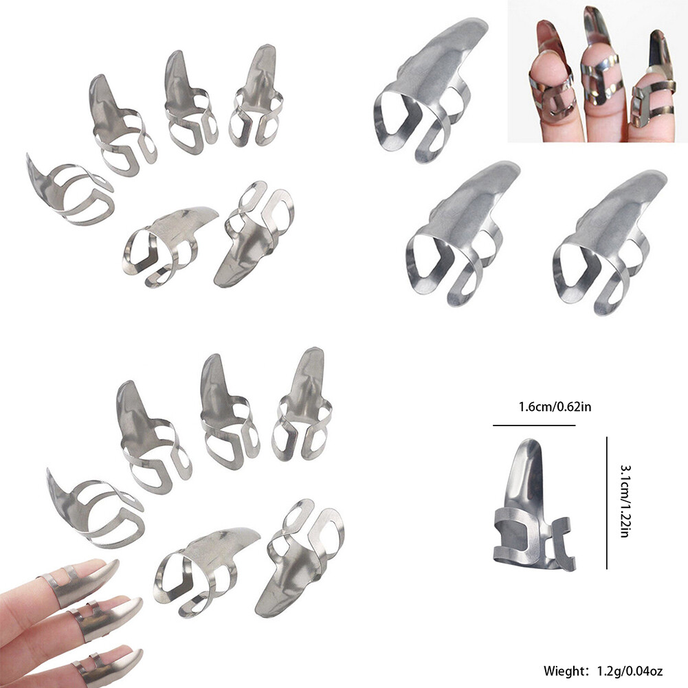 US 9Pc Finger Picks Stainless Steel for Banjo Ukulele Guitar Picks Plectrums