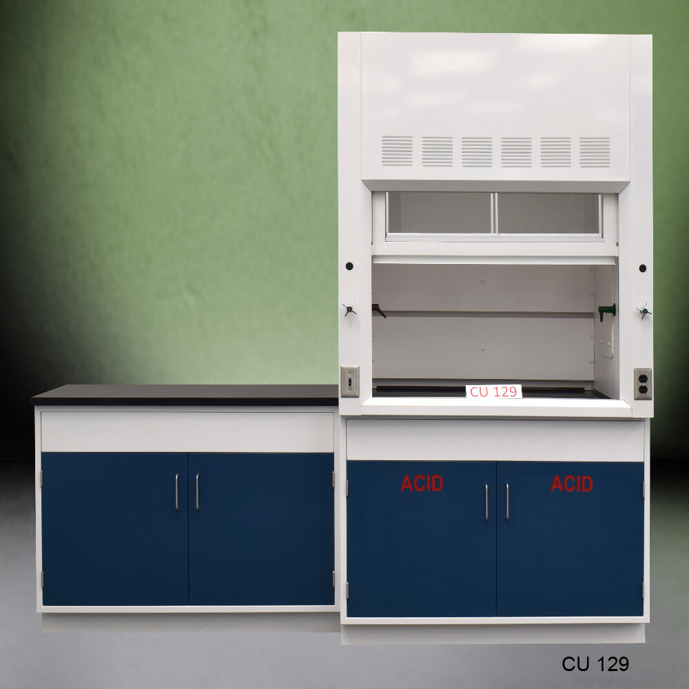 Fisher American 4' Fume Hood w/ ACID Storage 4' Laboratory Sink Cabinet /E1-647