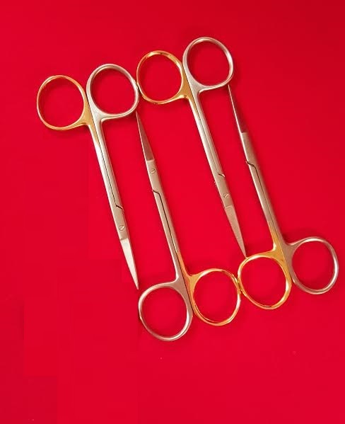 SET OF 4 O.R GRADE IRIS SCISSORS 4.5" STR+CVD GERMAN STAINLESS STEEL INSTRUMENTS