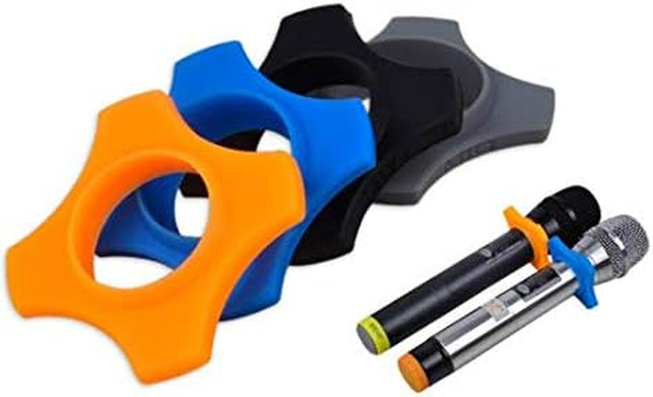 4 PCS Rubber Microphone Anti-roll, Anti-Fall and Anti-Slip Sleeve KTV Microphone