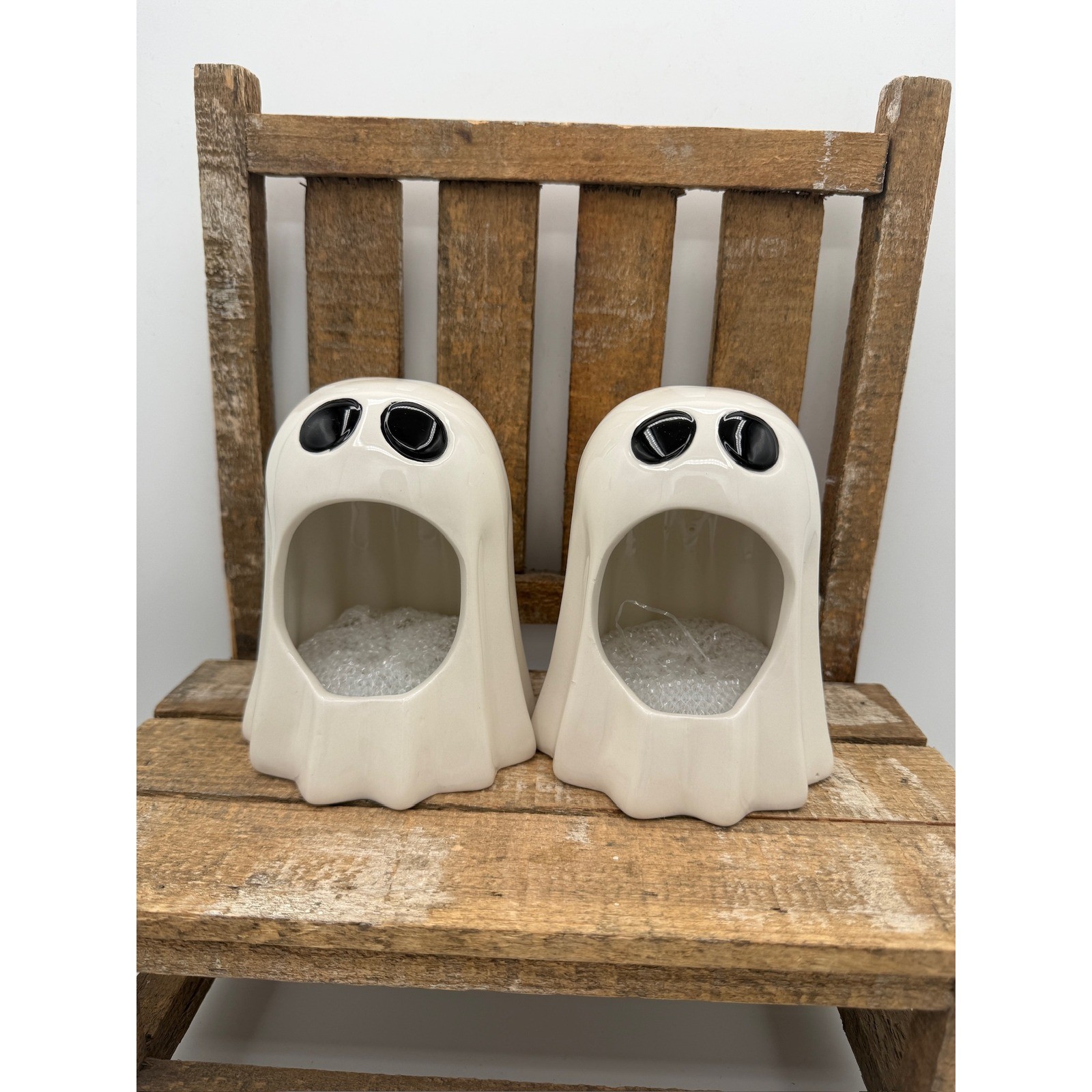 TJ Maxx Scrubby Holder Unisex OS White New Ghost Halloween Ceramic Set of 2