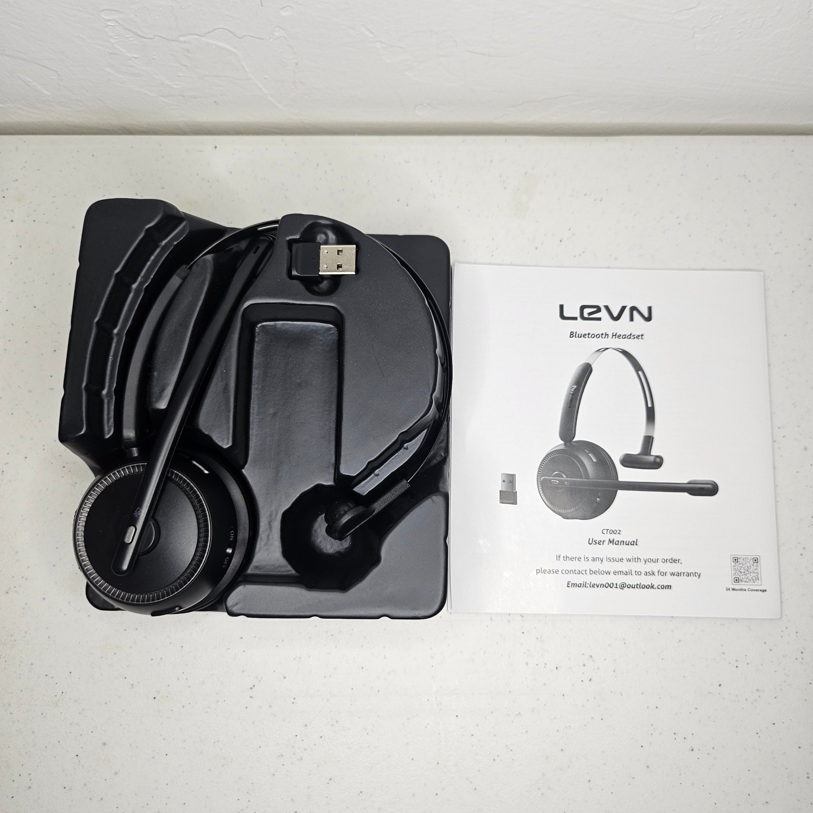 LEVN CT002 Bluetooth Wireless Headset Noise Canceling Microphone Work From Home