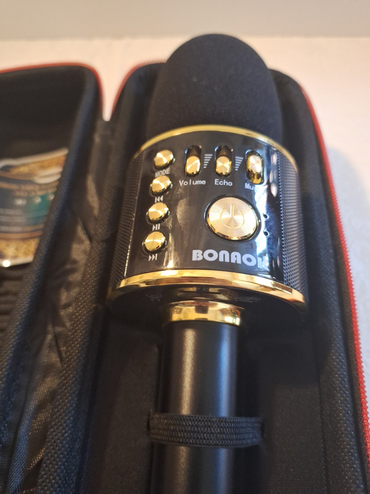 BONAOK Wireless Bluetooth Karaoke Microphone In Black/Gold