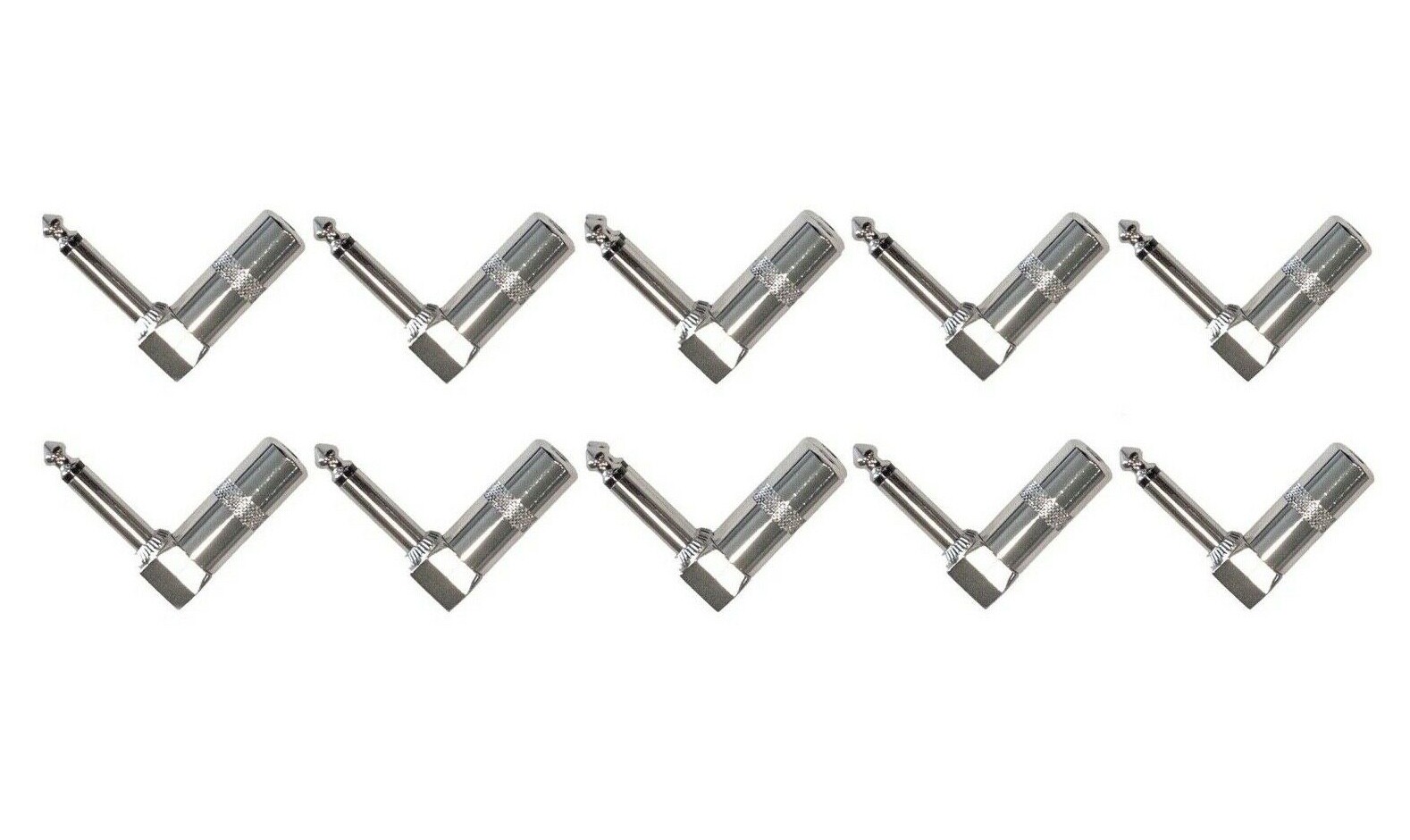 Lot of (10) 1/4" 6.3mm Right Angle 90 Degree Mono Male Solder-On Jack Plugs
