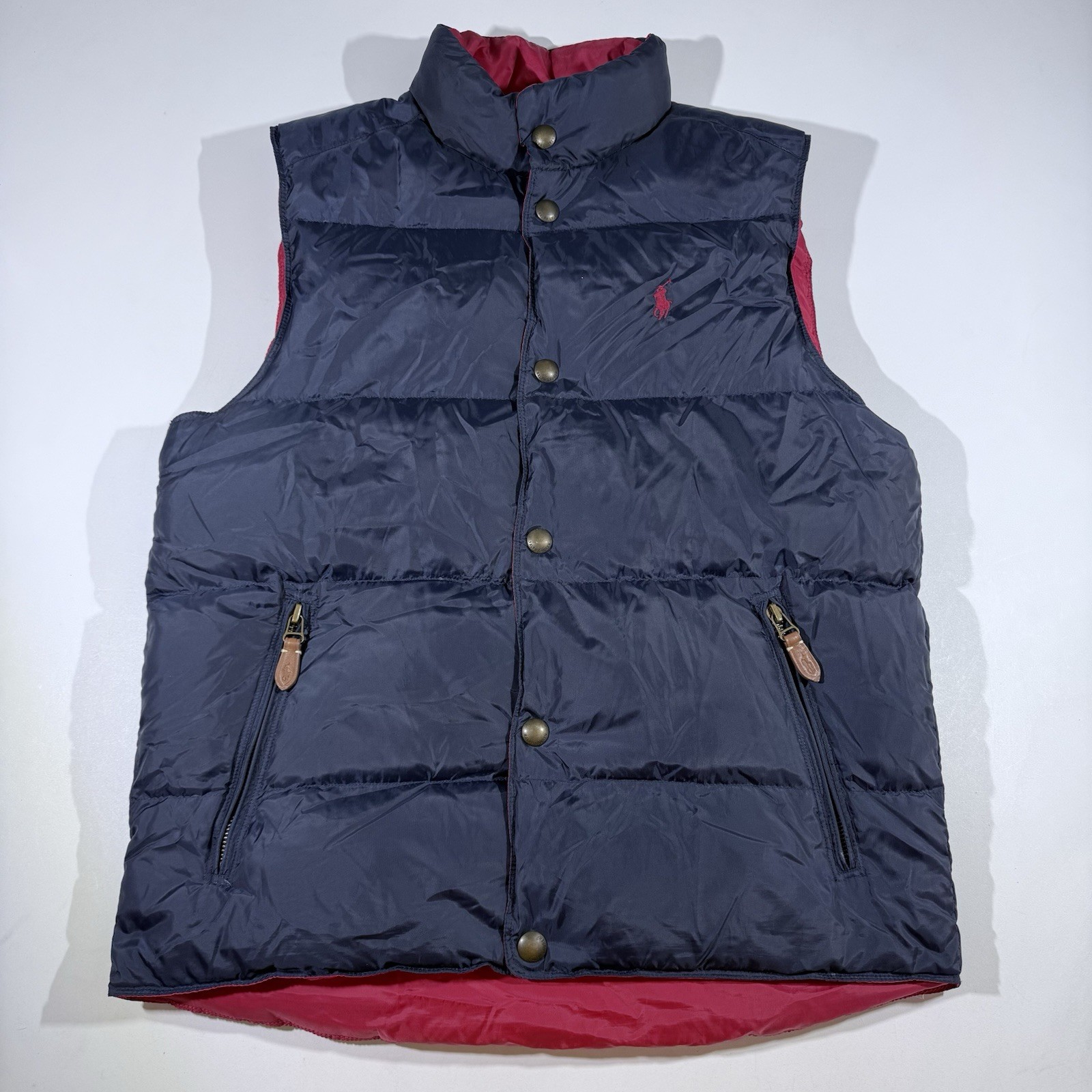 Ralph Lauren Polo Gilet Size Small Reversible Down Puffer Bodywarmer Vest Navy