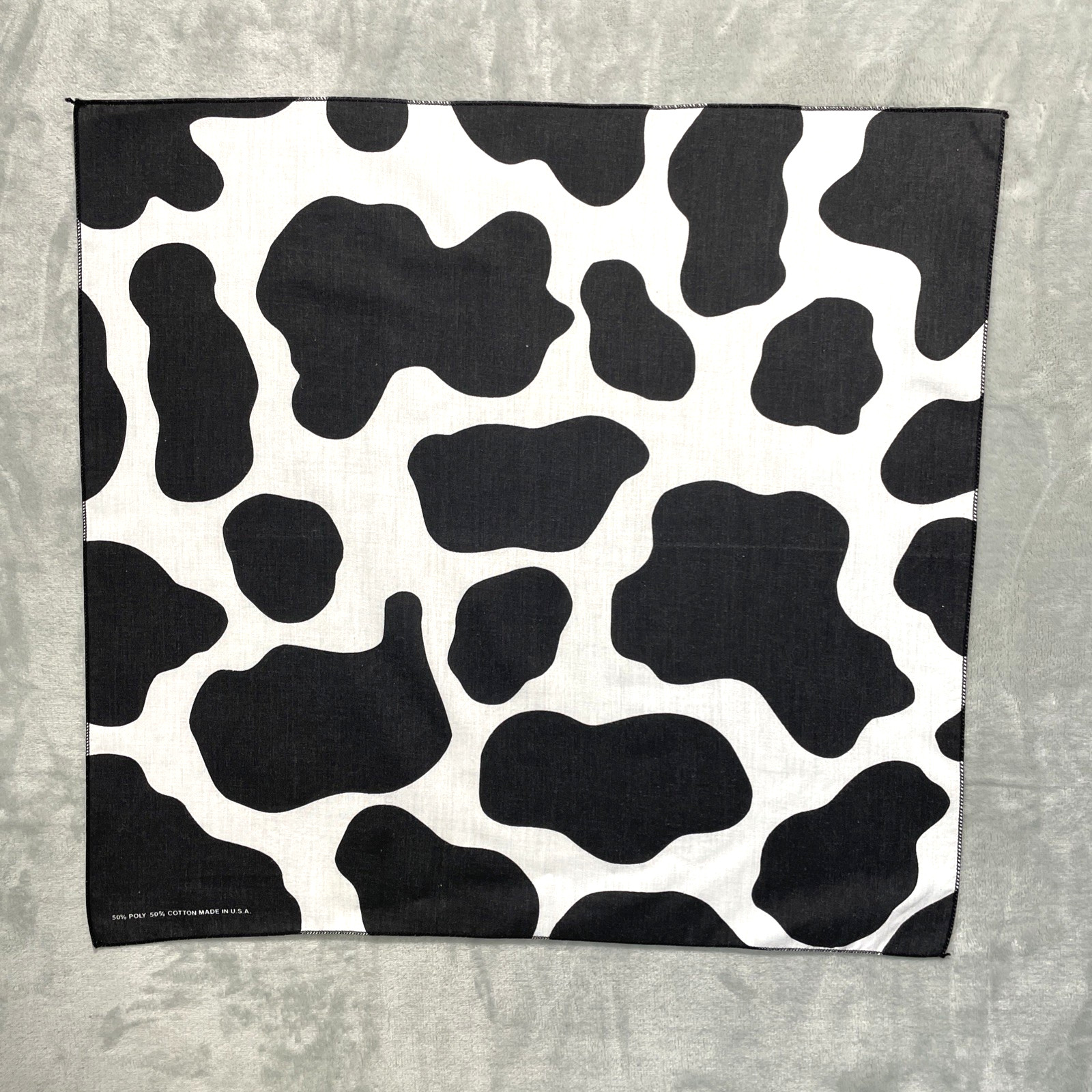 Black & White Cow Print BANDANA Scarf Head Neck Face Wrap Handkerchief 20 x 21