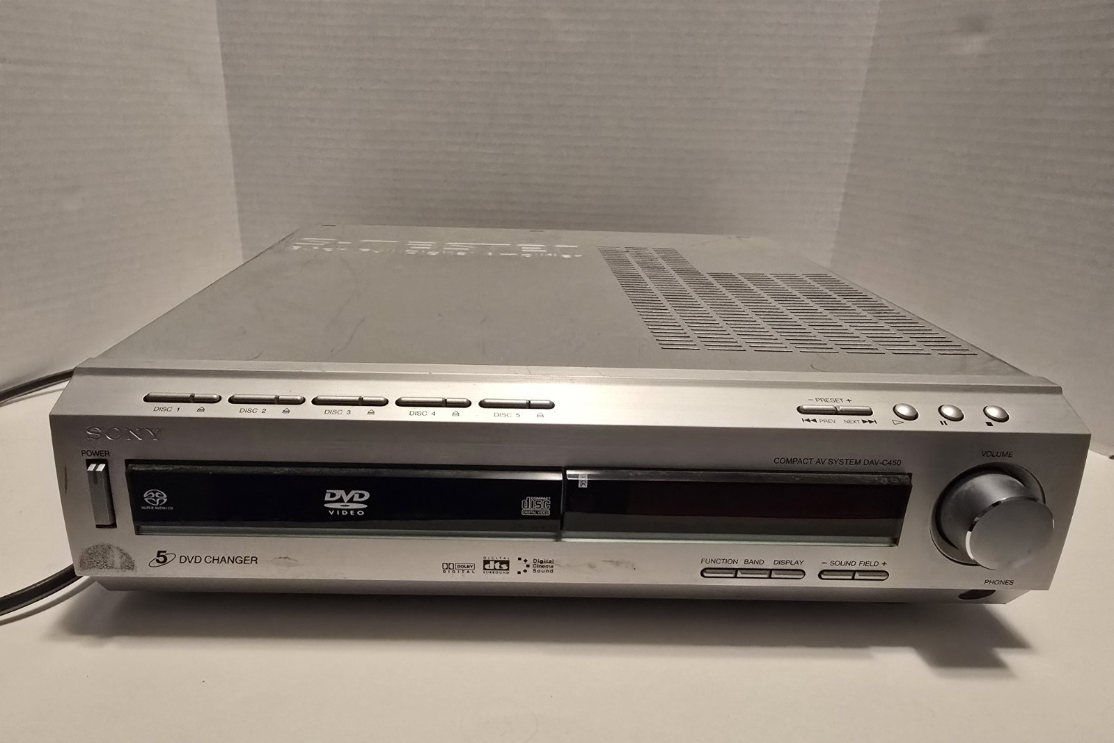 Sony S-Master 5.1 Surround Sound 5 CD/DVD Changer DAV-C450 Working No Remote