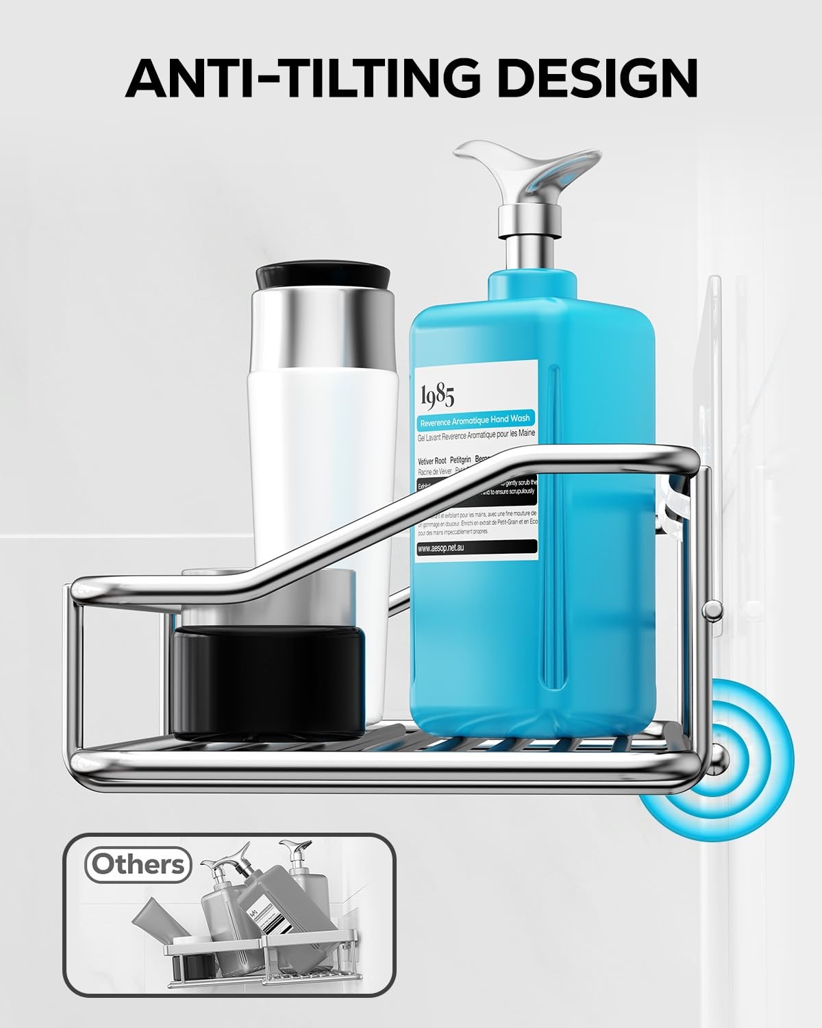 Nieifi Shower Caddy Shelf Storage Rack Adhesive Without 2 Pack, A-Silver