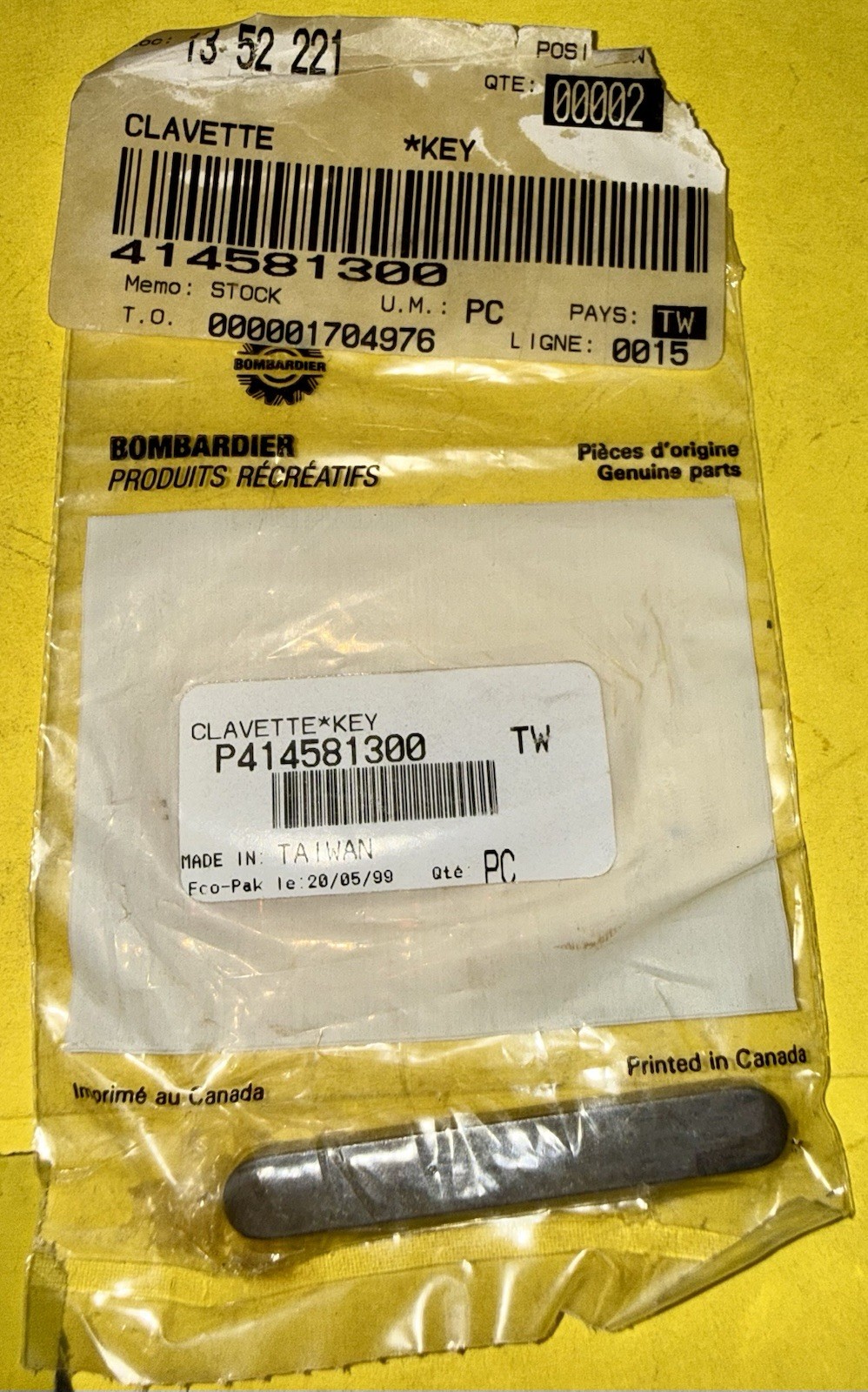 BRP OEM Discontinued SkiDoo key 414581300 new