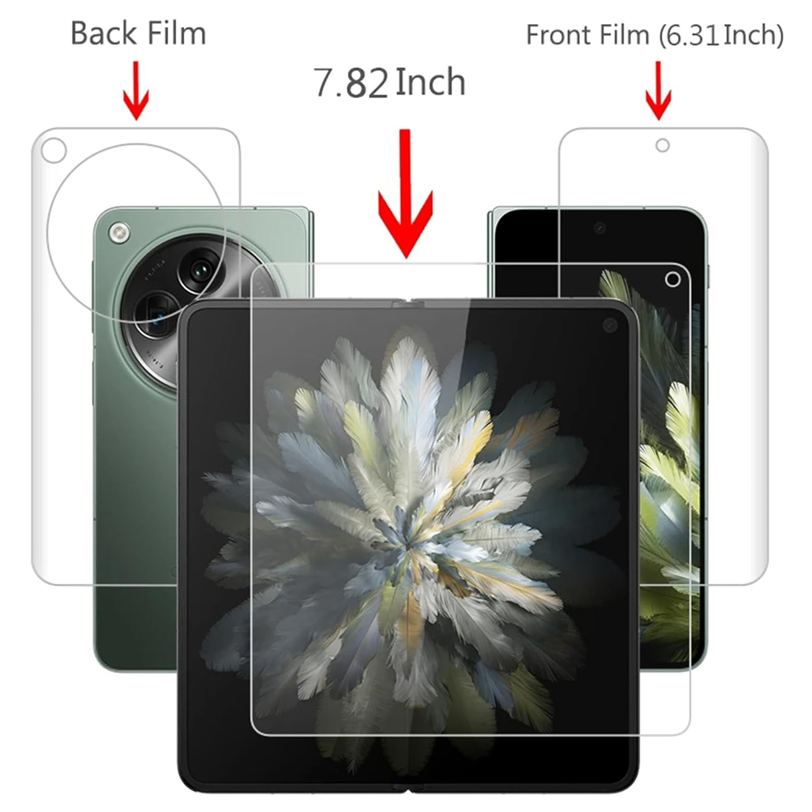 For OnePlus Open Transparent Soft TPU Hydrogel Protective Film (Front+Back+Side)