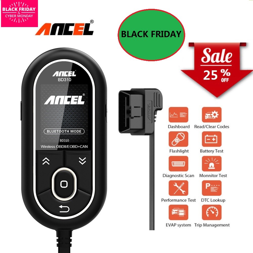 Ancel BD310 Bluetooth OBDII Scanner 3 in 1 Gauge Diagnostic Tool For Android IOS