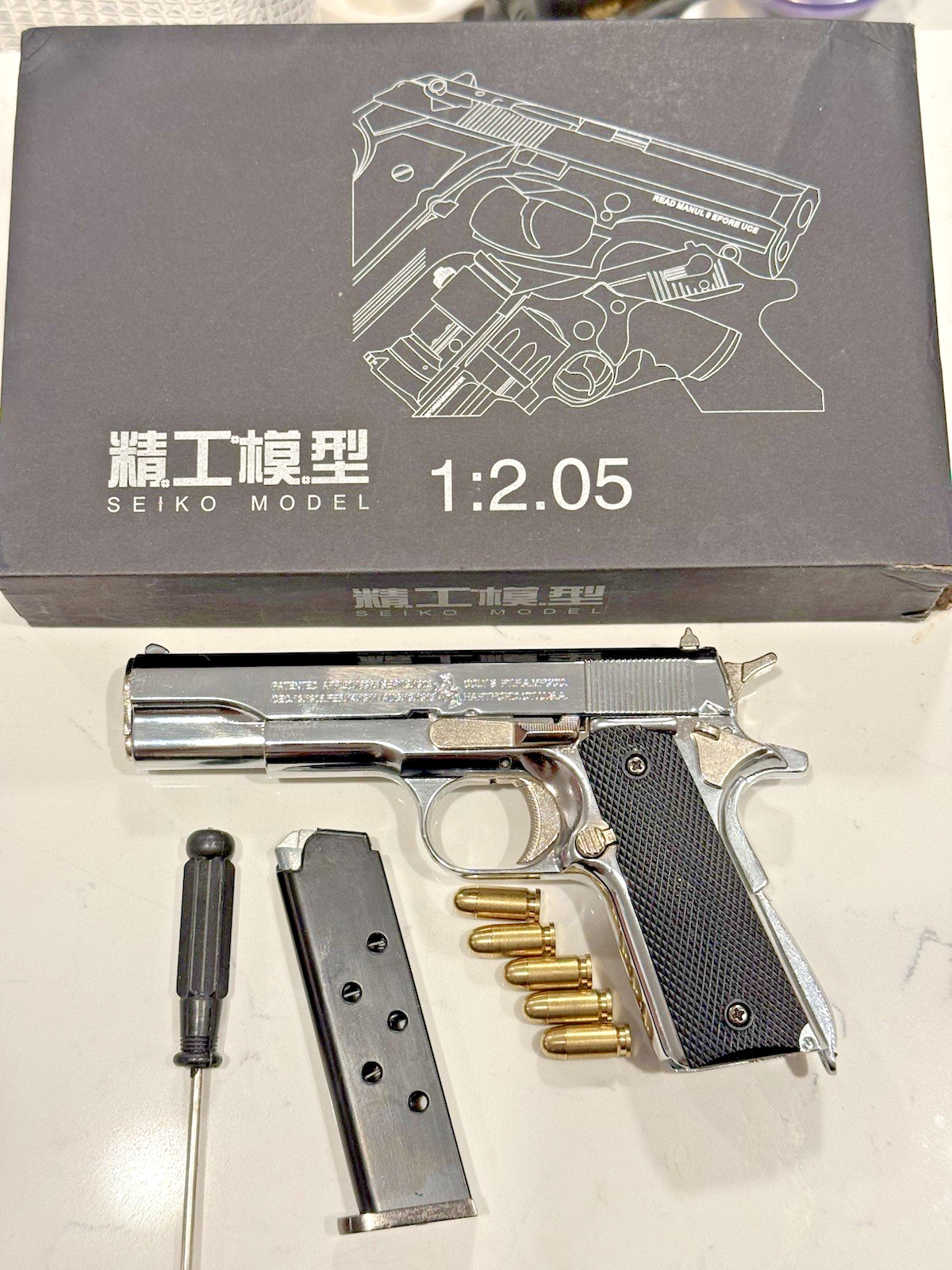 1:2 Colt M1911A1 Model Metal Toy Gun w Clip Non-Firing Seiko Flagship Model 1911